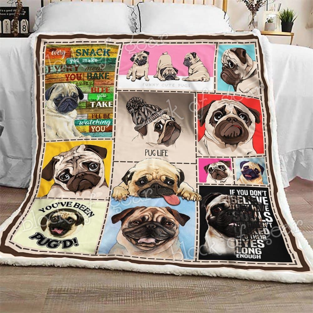Pug Sherpa Fleece Blanket