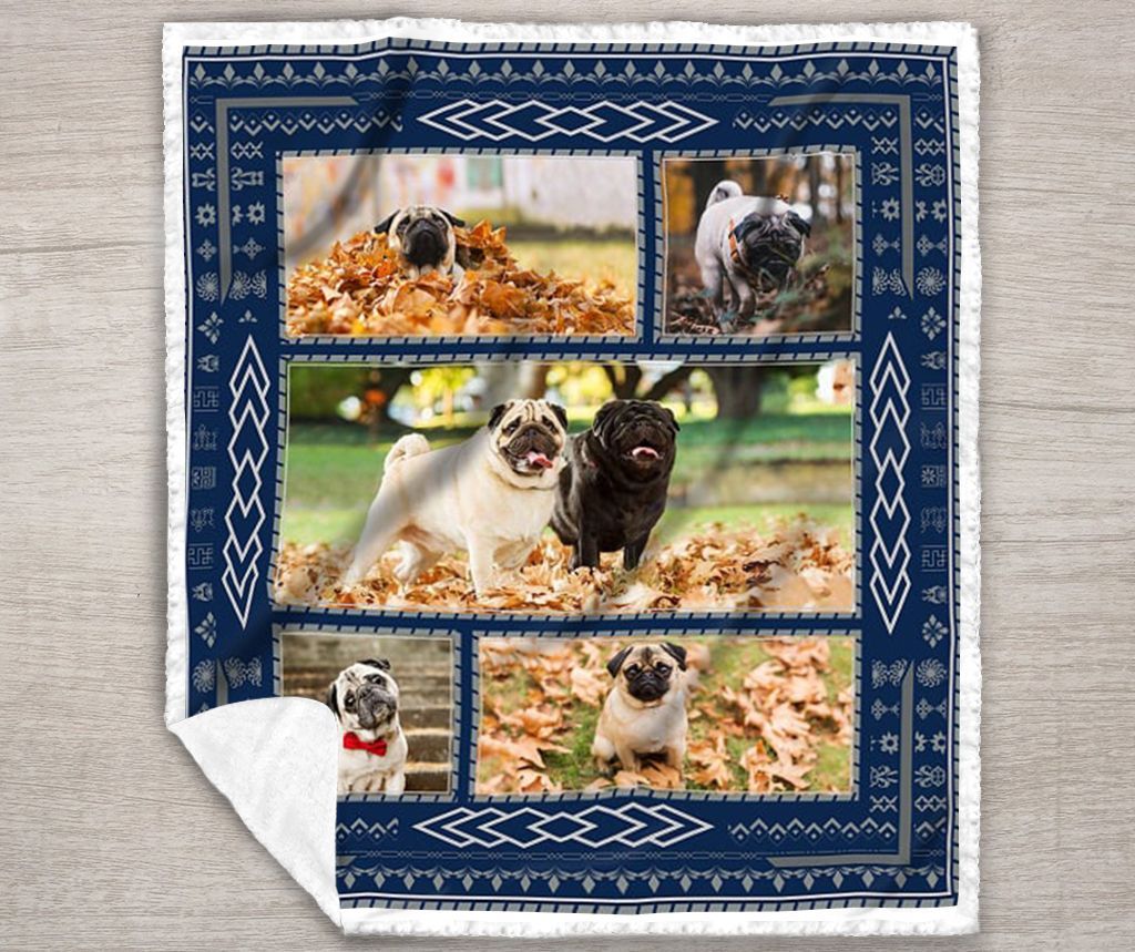Pug Sherpa Fleece Blanket