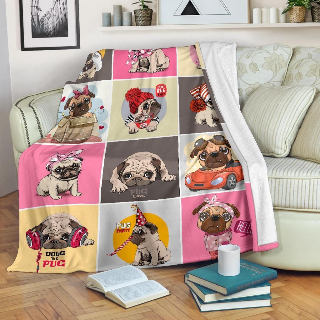 Pug Sherpa Fleece Blanket