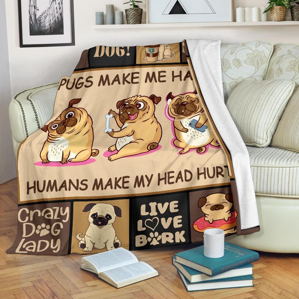 Pug Sherpa Fleece Blanket