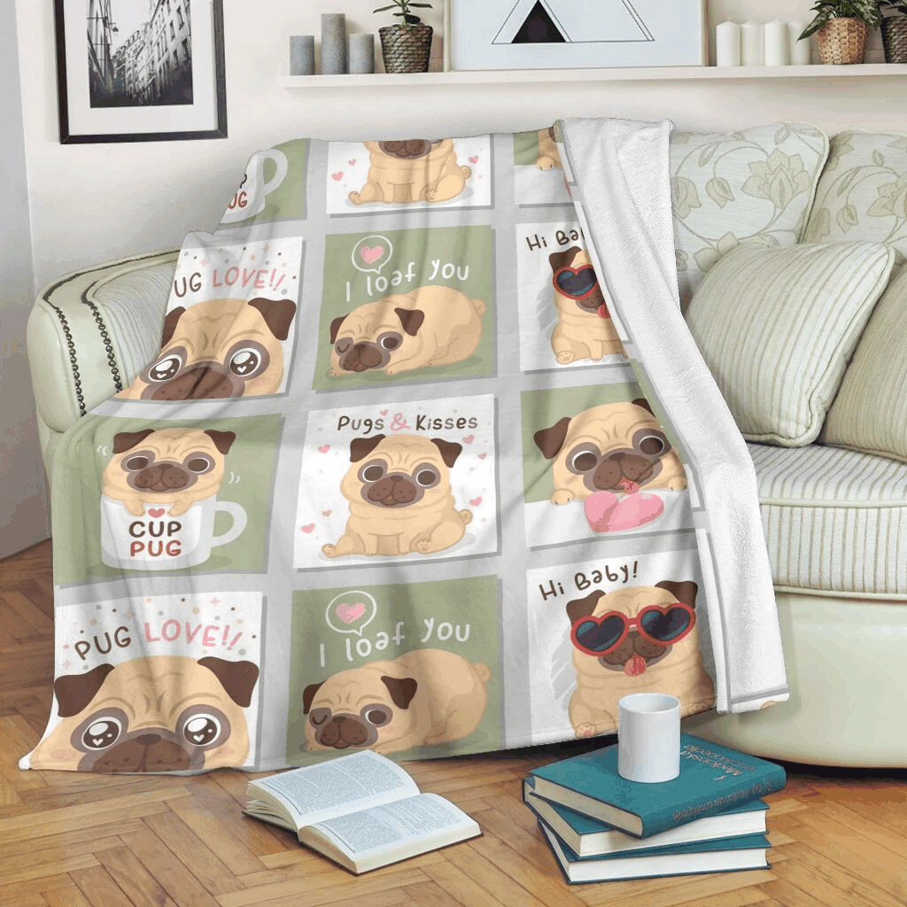 Pug Sherpa Fleece Blanket