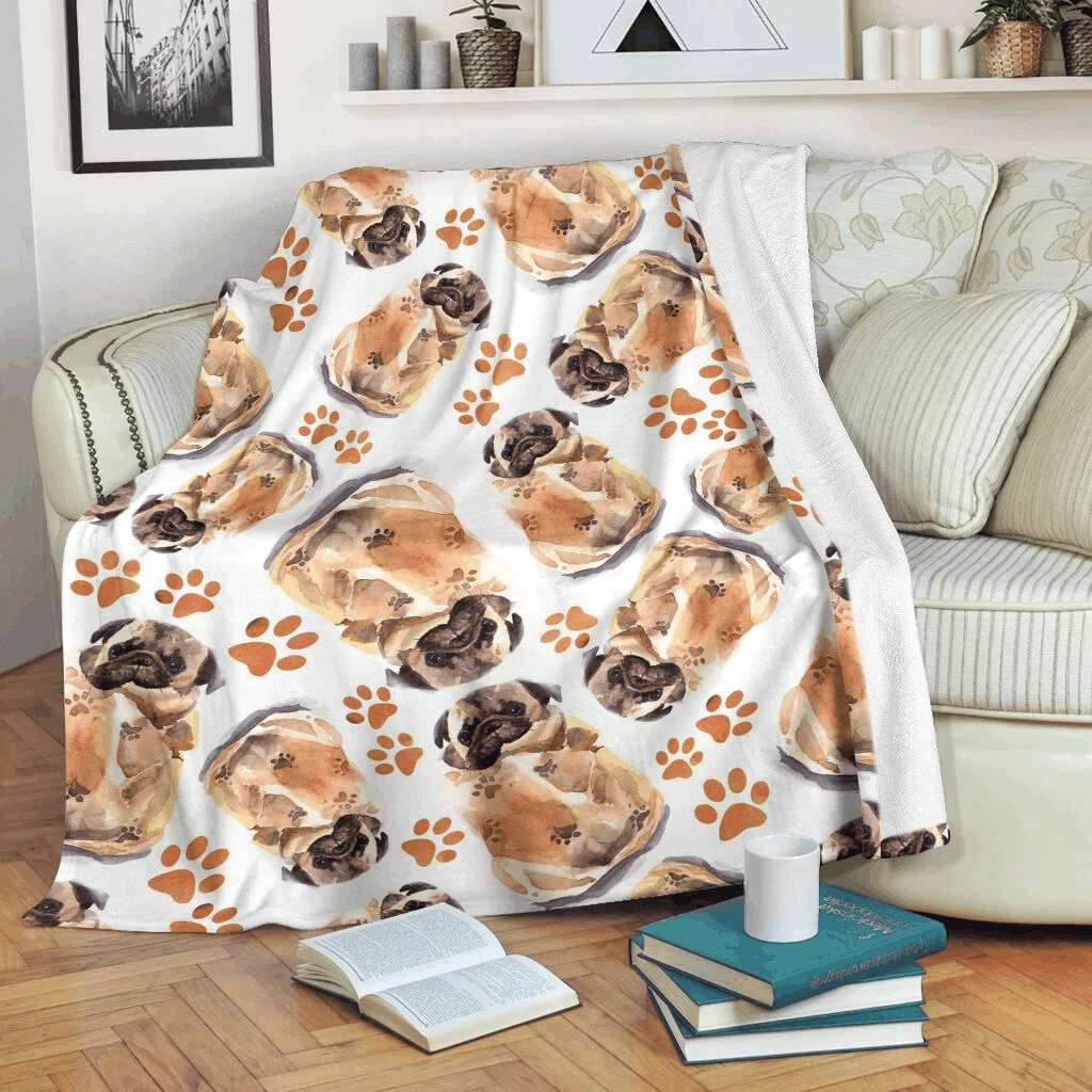 Pug Sherpa Fleece Blanket