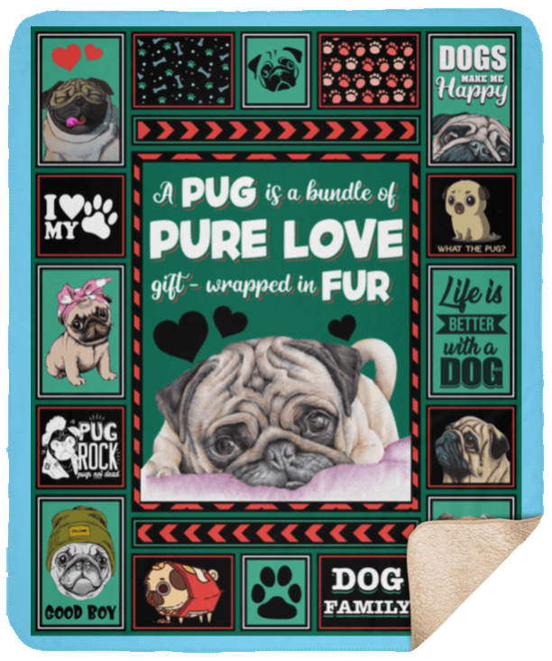 Pug Sherpa Fleece Blanket