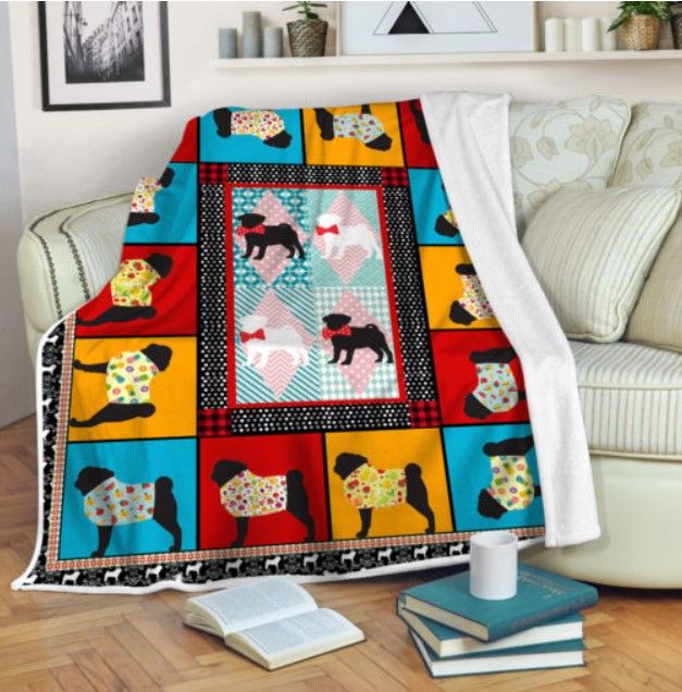 Pug Sherpa Fleece Blanket