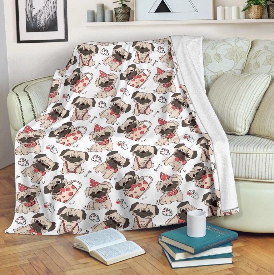 Pug Sherpa Fleece Blanket