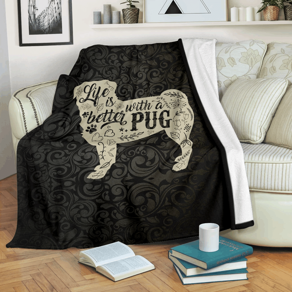 Pug Sherpa Fleece Blanket