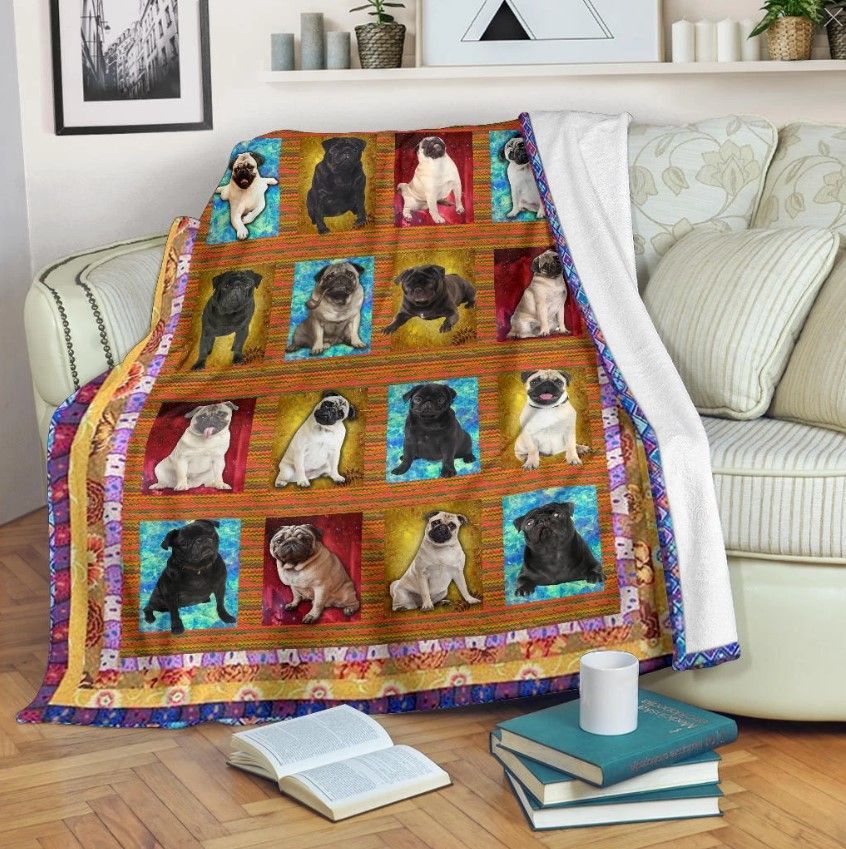 Pug Sherpa Fleece Blanket