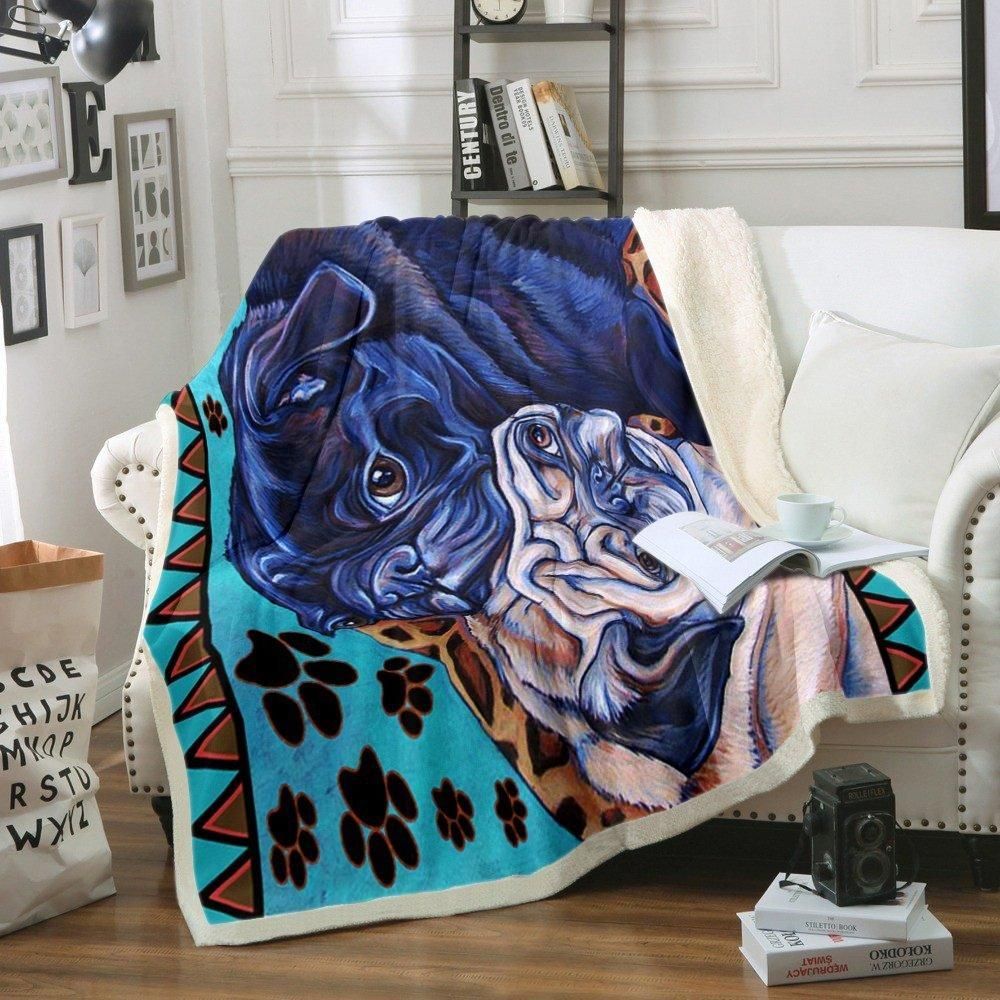 Pug Sherpa Fleece Blanket