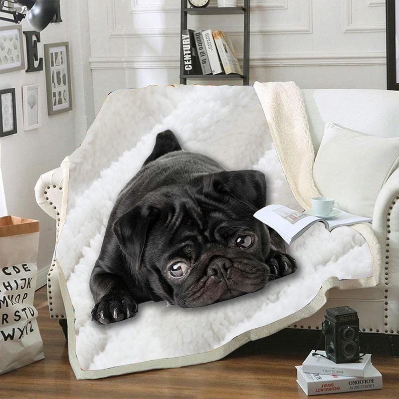Pug Sherpa Fleece Blanket
