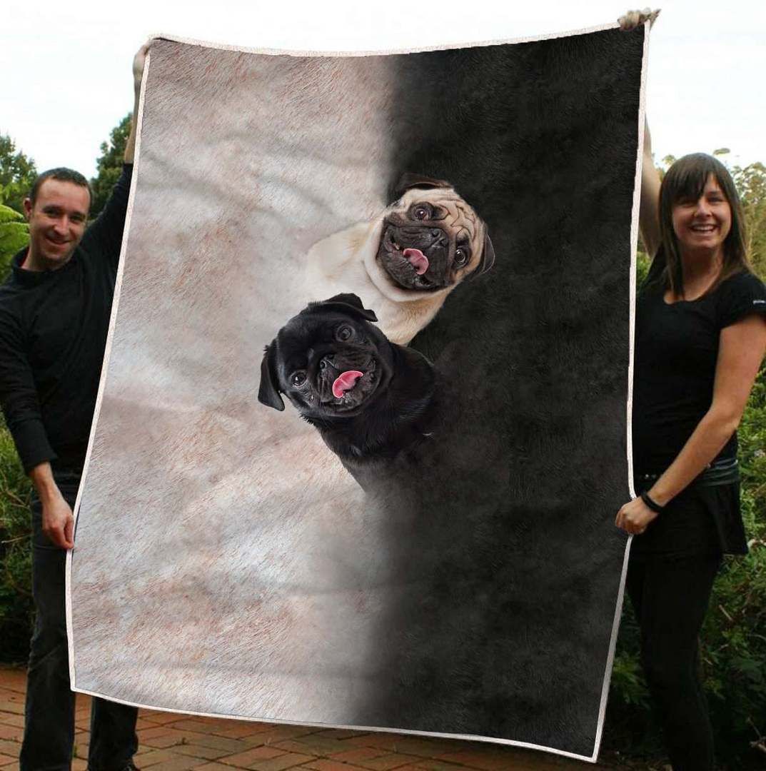 Pug Sherpa Fleece Blanket