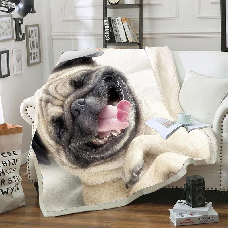 Pug Sherpa Fleece Blanket