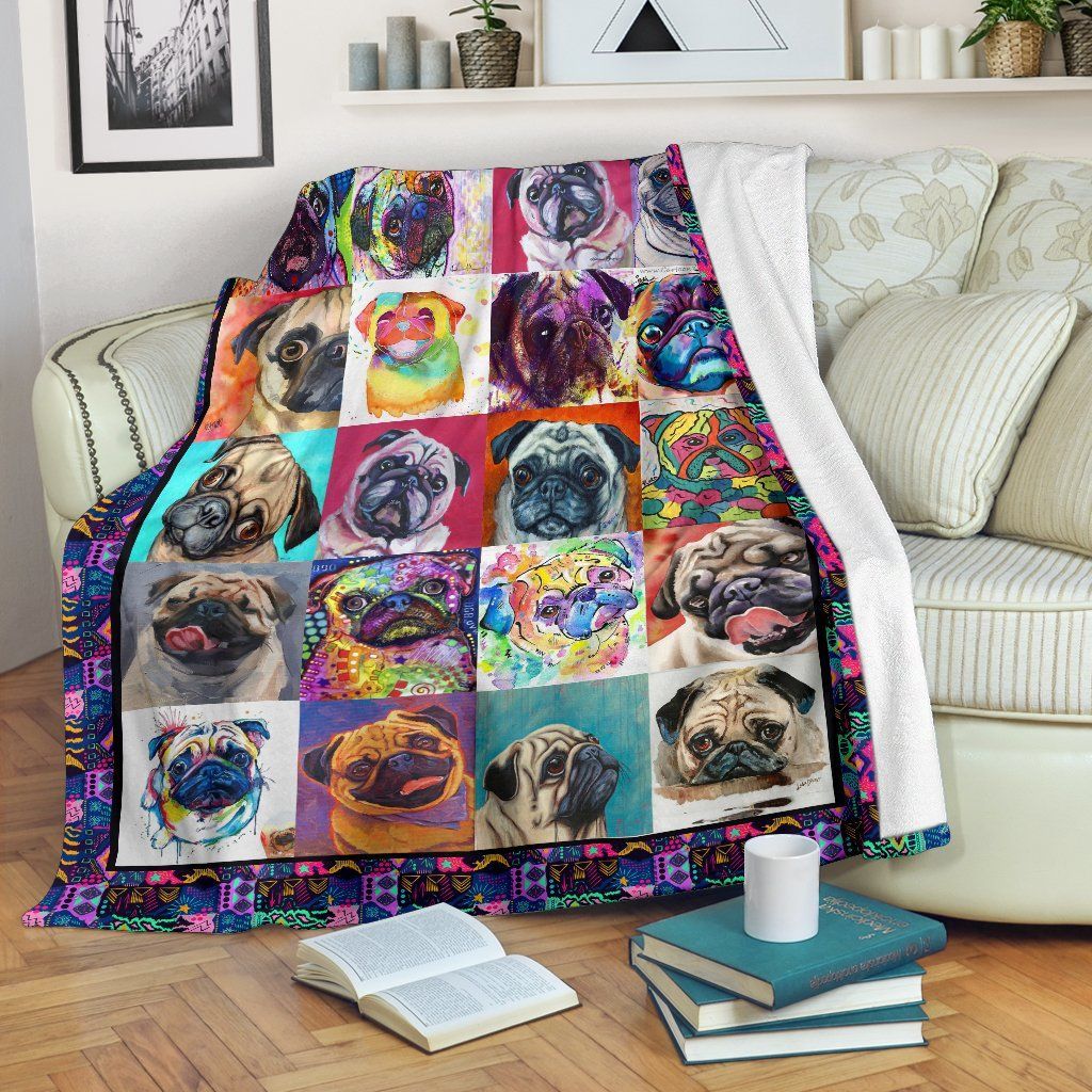 Pug Sherpa Fleece Blanket