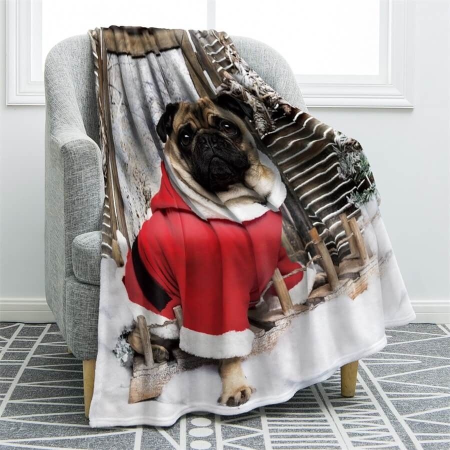 Pug Sherpa Fleece Blanket