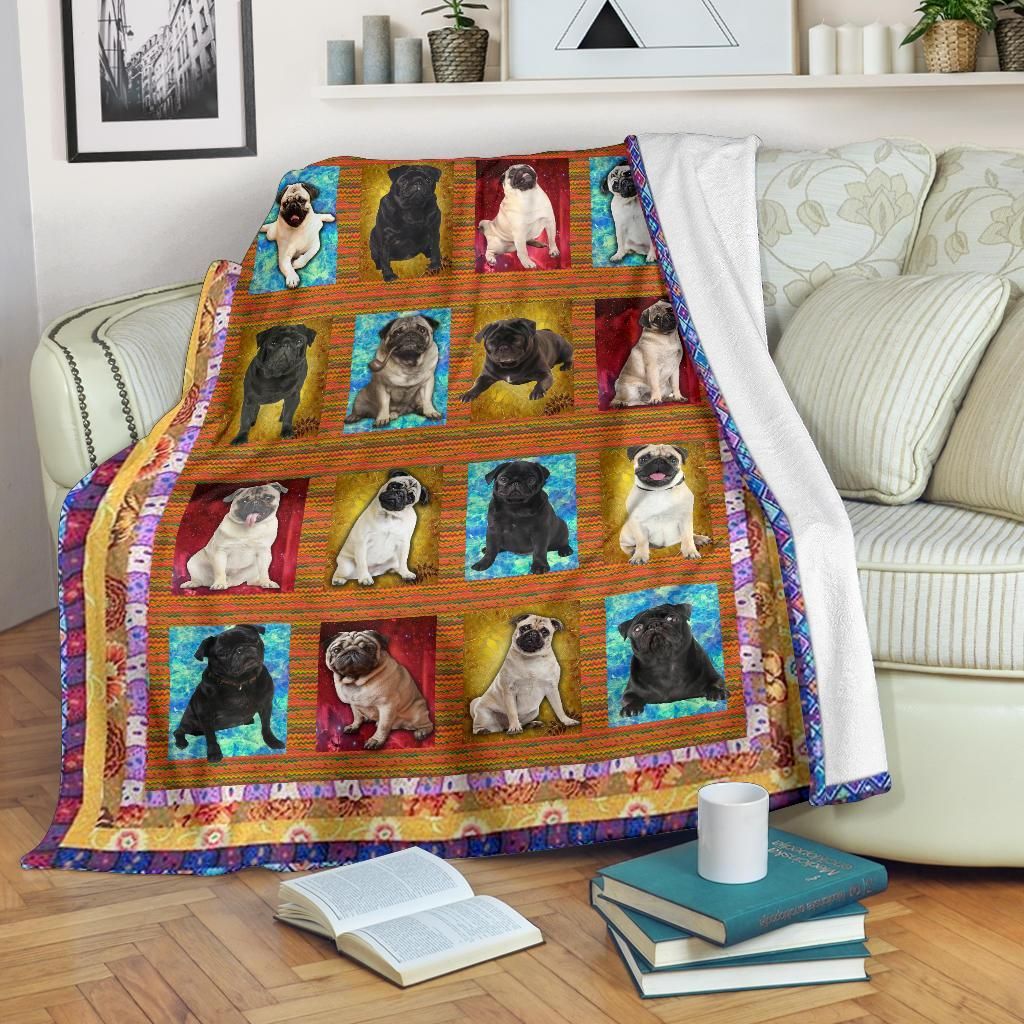 Pug Sherpa Fleece Blanket