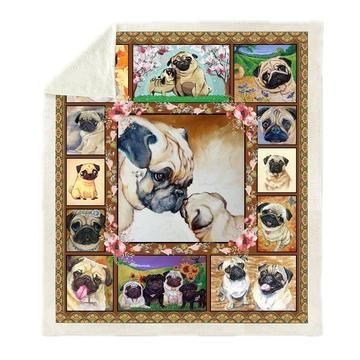 Pug Sherpa Fleece Blanket