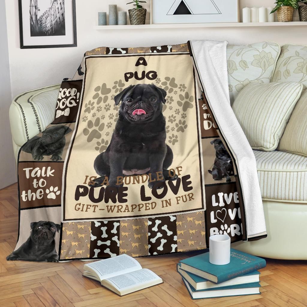 Pug Sherpa Fleece Blanket