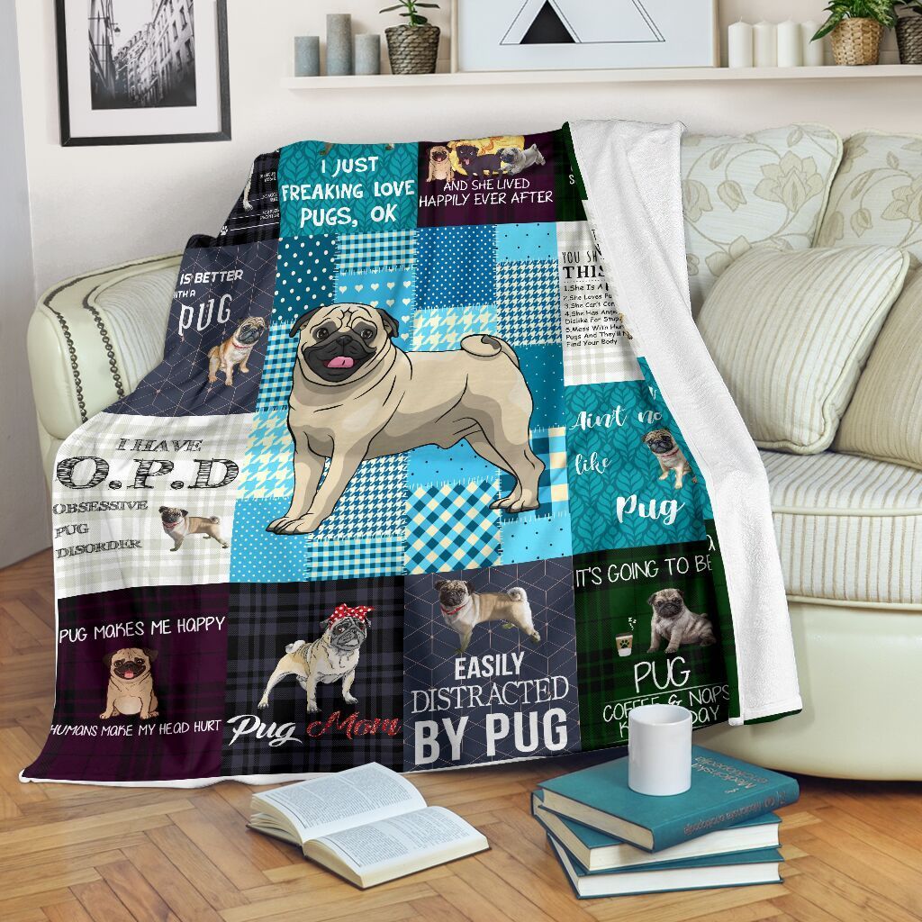 Pug Sherpa Fleece Blanket