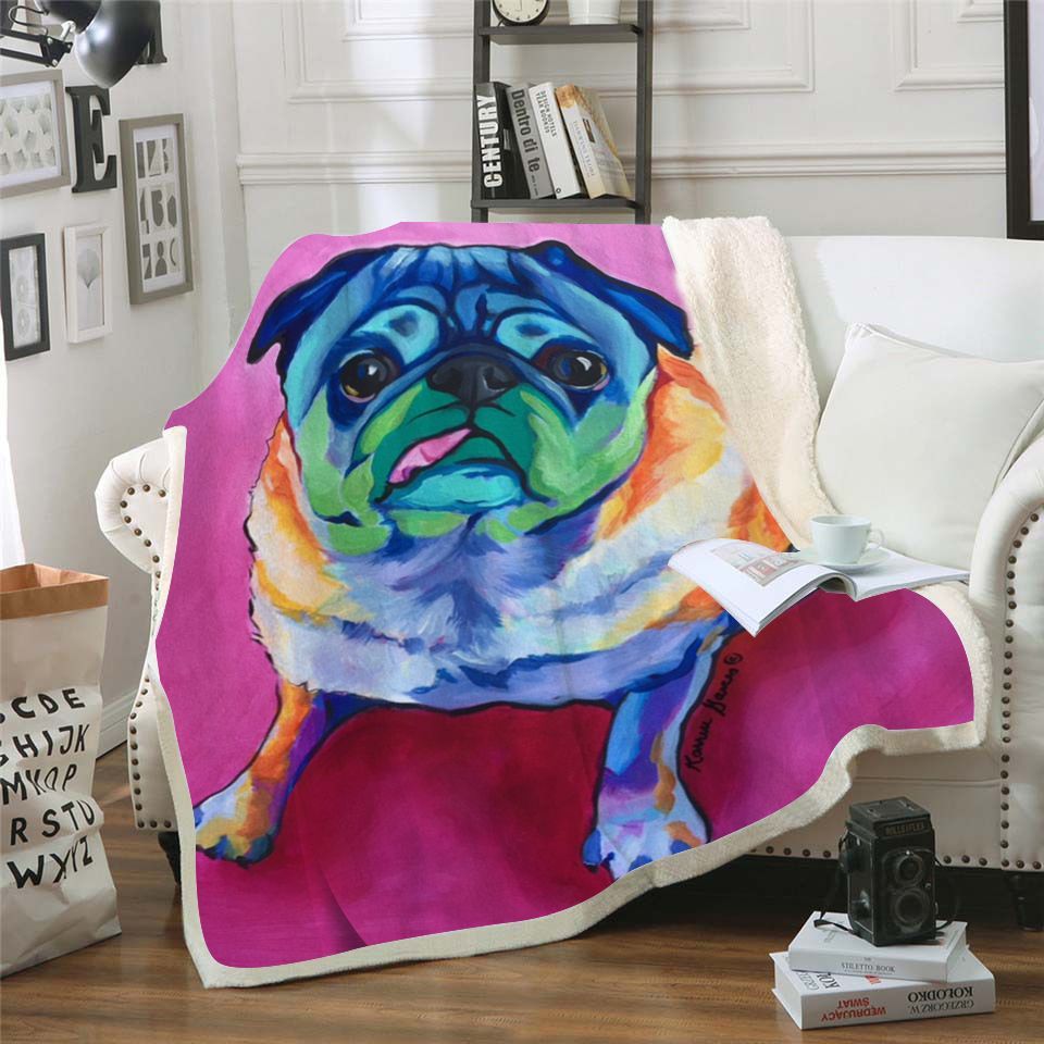 Pug Sherpa Fleece Blanket