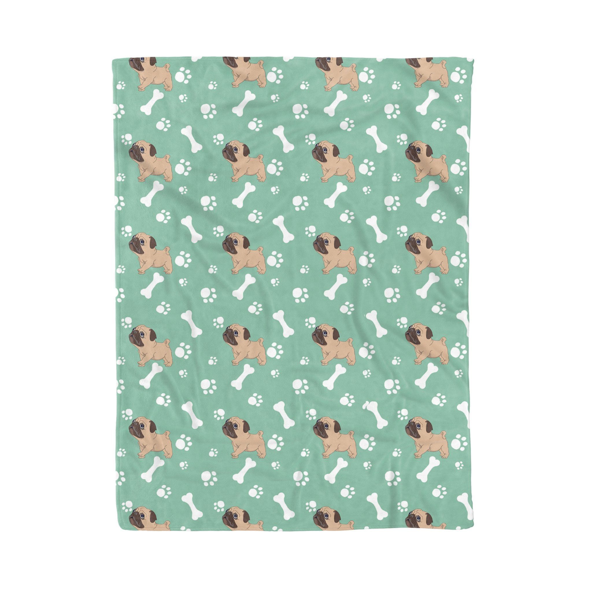 Pug Sherpa Fleece Blanket
