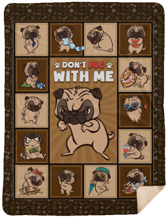Pug Sherpa Fleece Blanket