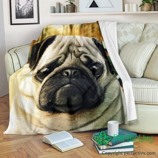 Pug Sherpa Fleece Blanket