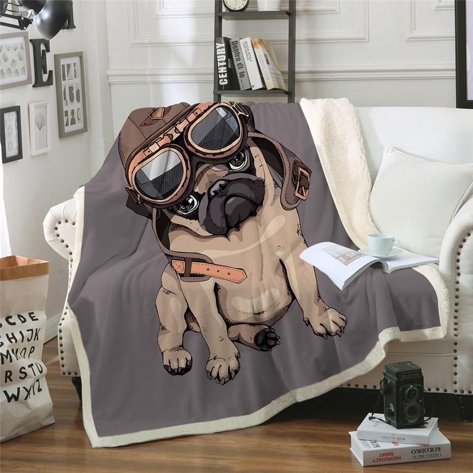 Pug Sherpa Fleece Blanket