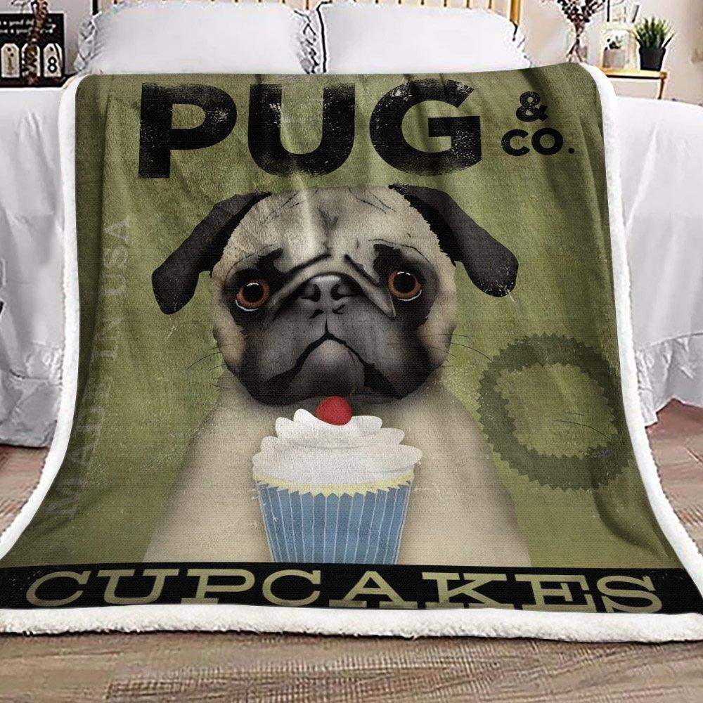 Pug Cupcake Sherpa Fleece Blanket