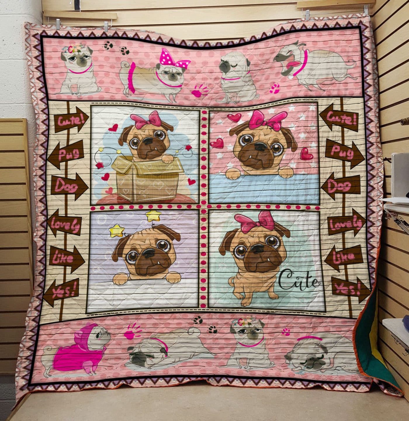 Pug Cute Pug Dog Quilt Blanket DHC0201201374TD