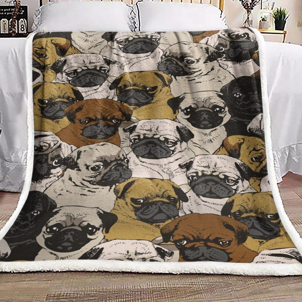 Pug Sherpa Fleece Blanket