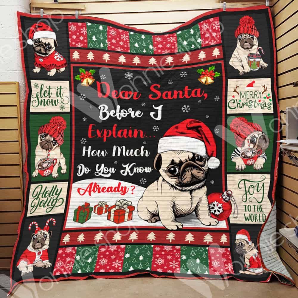 Pug Dog Christmas CL15100289MDQ Quilt Blanket