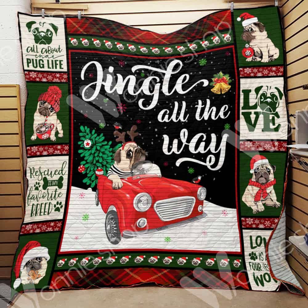 Pug Dog Christmas CL15100292MDQ Quilt Blanket