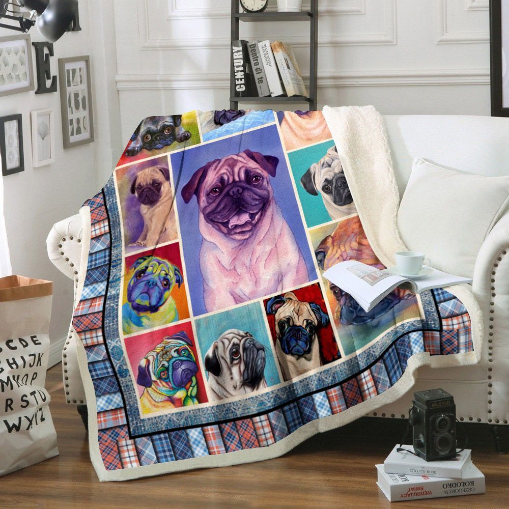 Pug Dog Sherpa Fleece Blanket