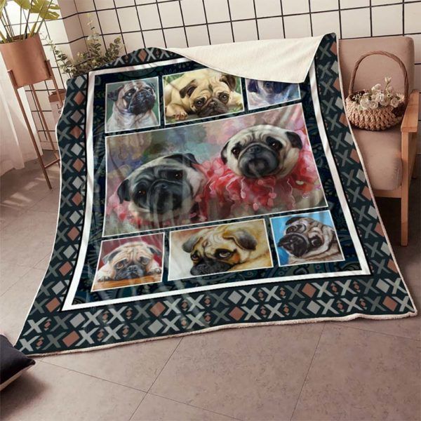 Pug Dog Sherpa Fleece Blanket