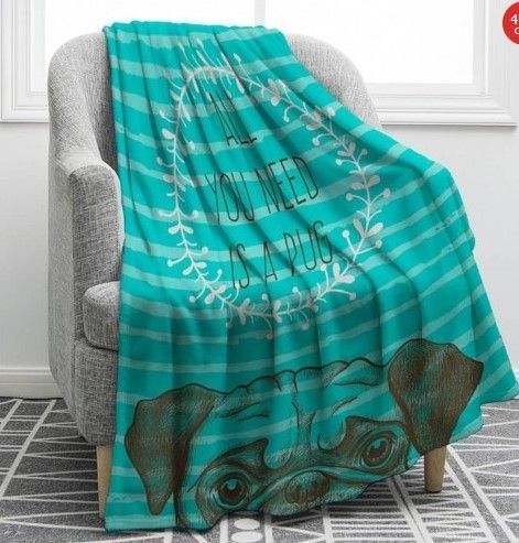 Pug Dog Sherpa Fleece Blanket