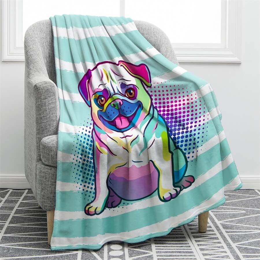 Pug Dog Sherpa Fleece Blanket