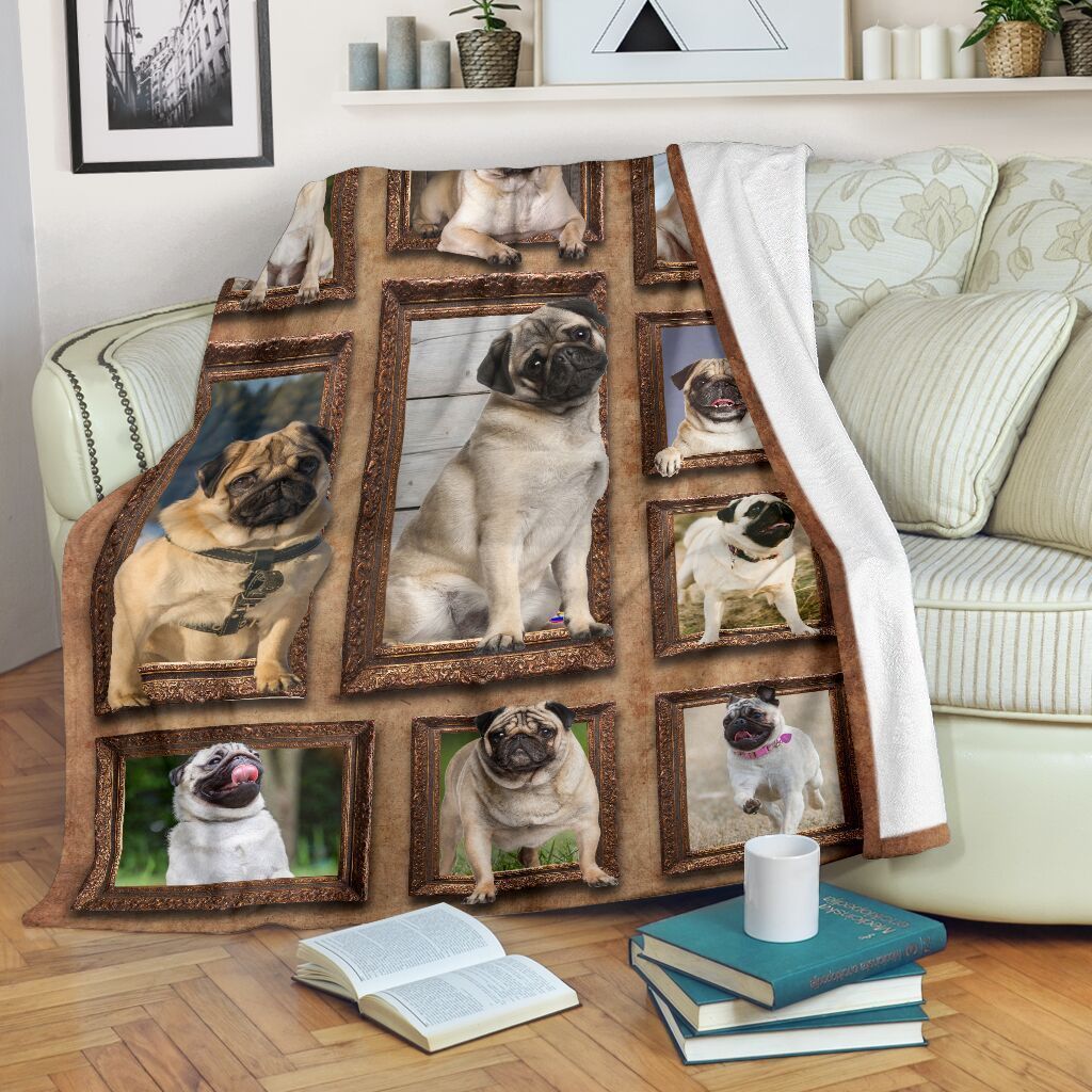 Pug Dog Sherpa Fleece Blanket