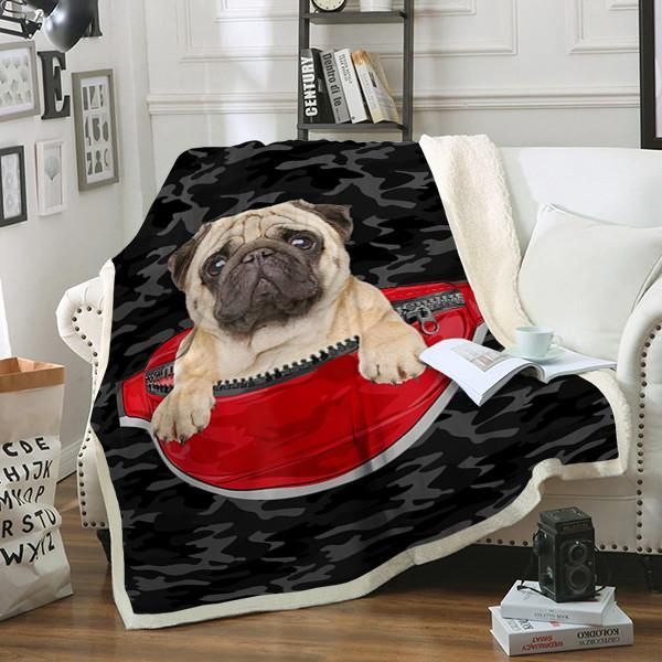 Pug Dog Sherpa Fleece Blanket