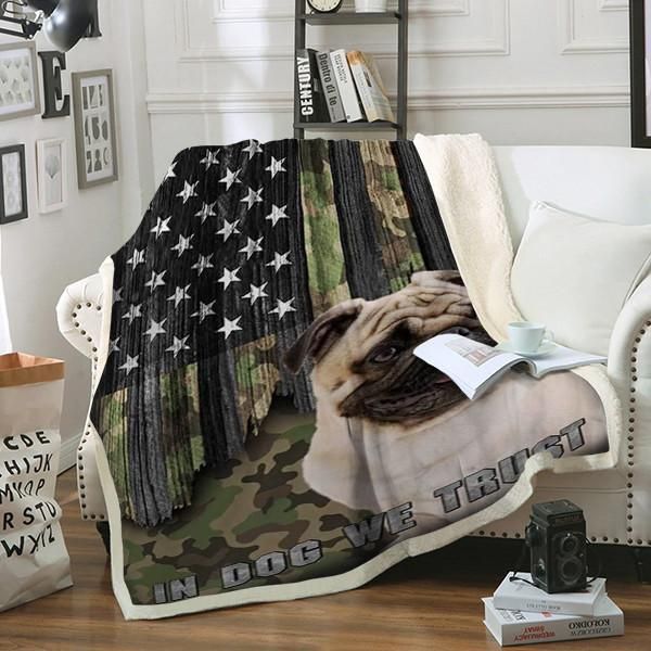 Pug Dog Sherpa Fleece Blanket