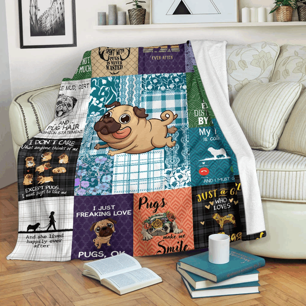 Pug Dog Sherpa Fleece Blanket