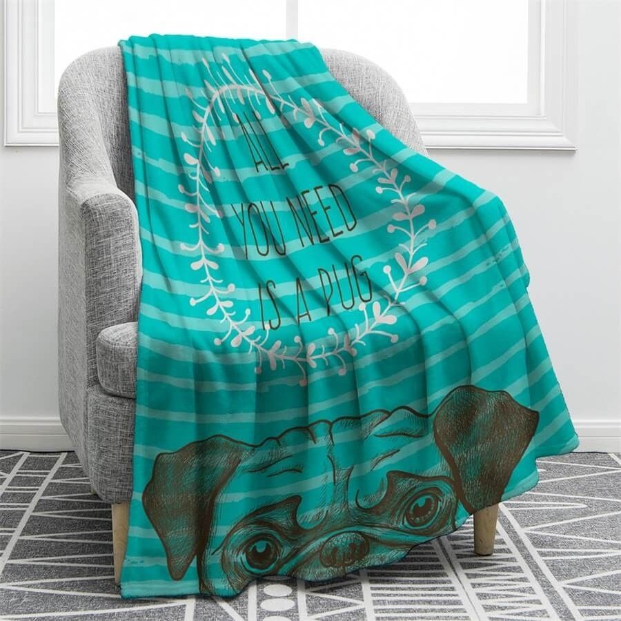 Pug Dog Sherpa Fleece Blanket