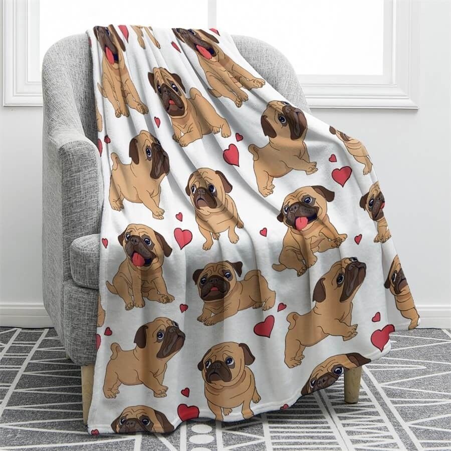 Pug Dog Sherpa Fleece Blanket