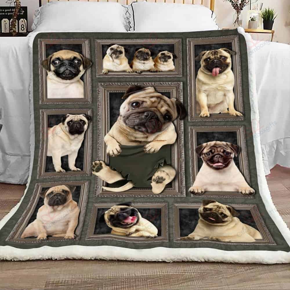 Pug Dog Sherpa Fleece Blanket