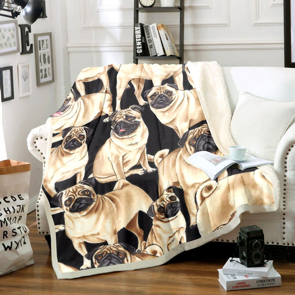 Pug Dog Sherpa Fleece Blanket
