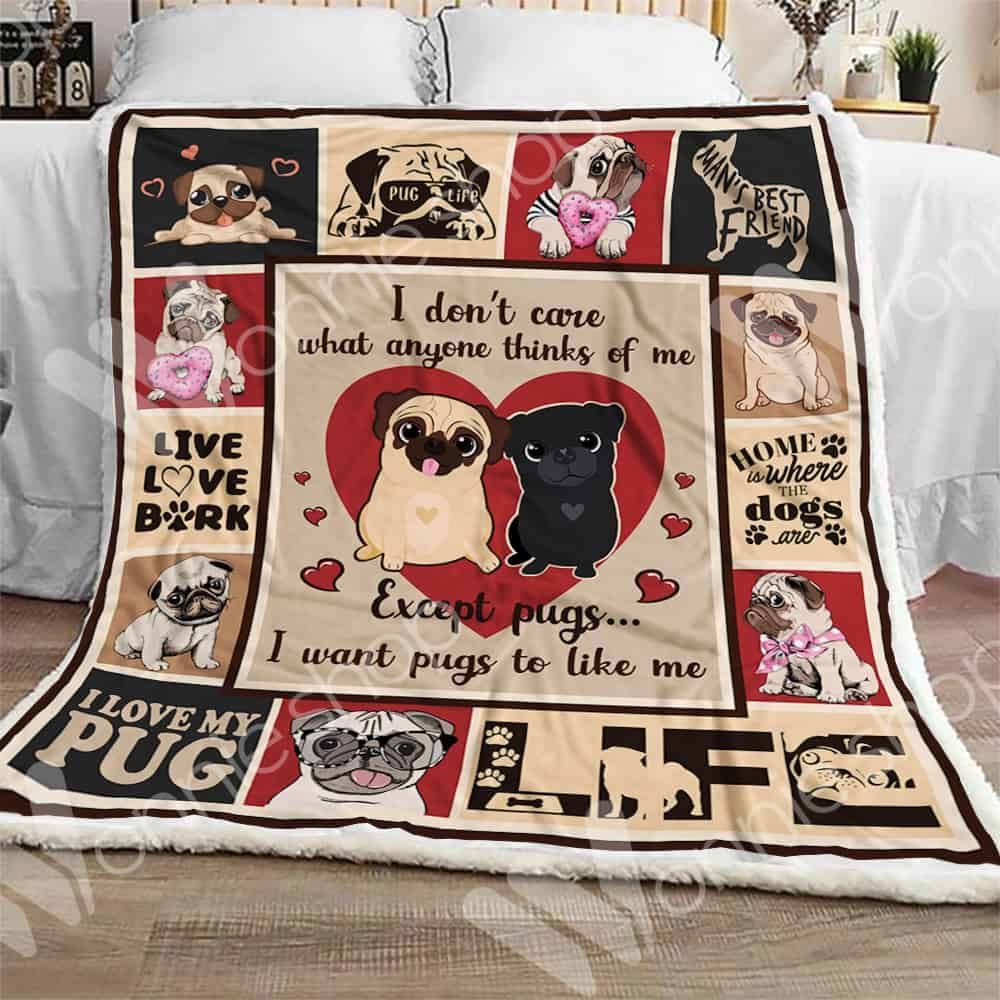 Pug Dog Home Is Where The Dogs Are Sherpa Fleece Blanket