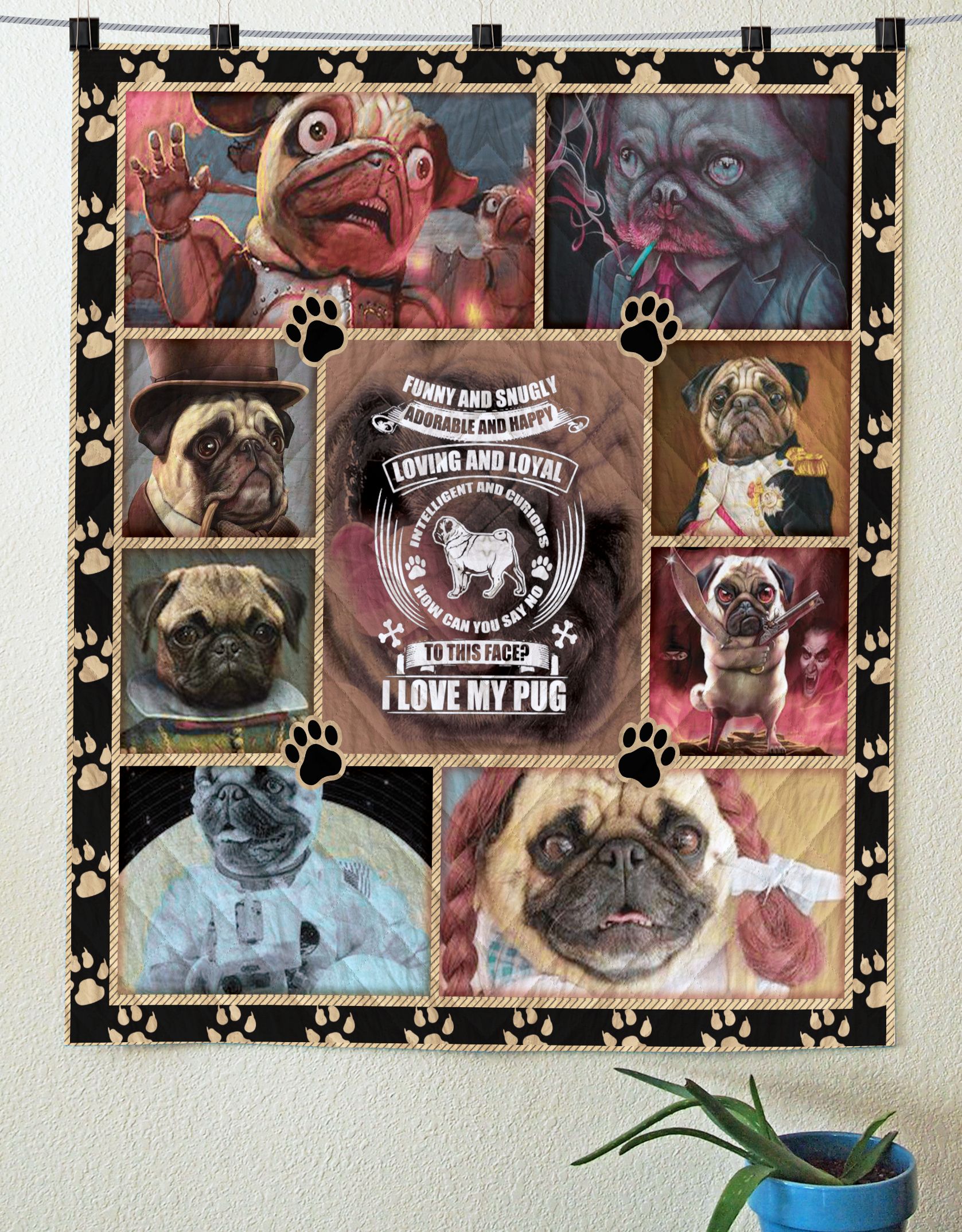 Pug Dog Quilt Blanket C9B300504CT