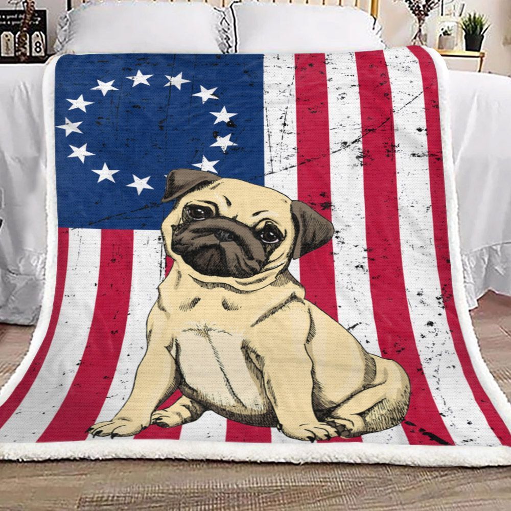 Pug Flag Sherpa Fleece Blanket