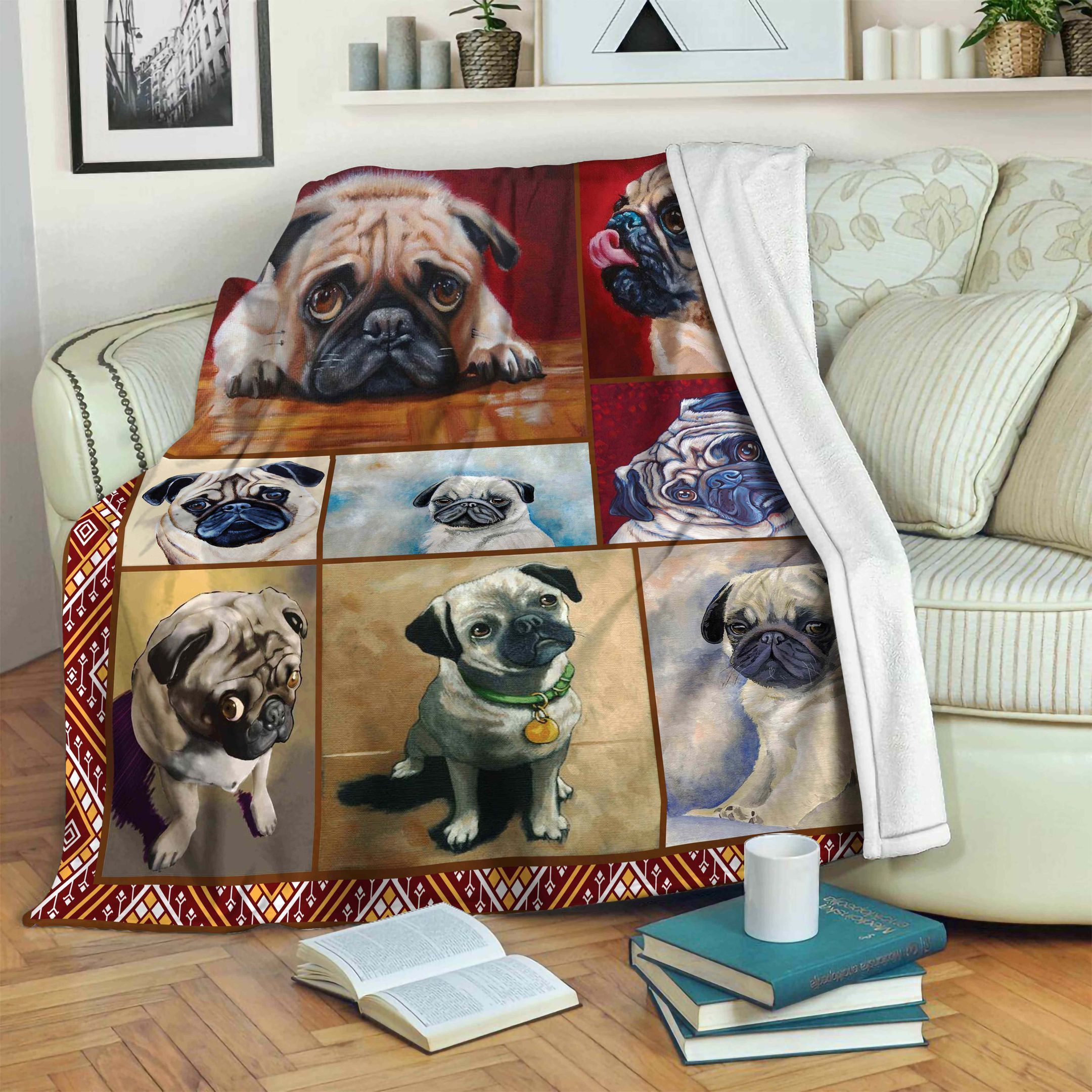Pug Fleece Blanket