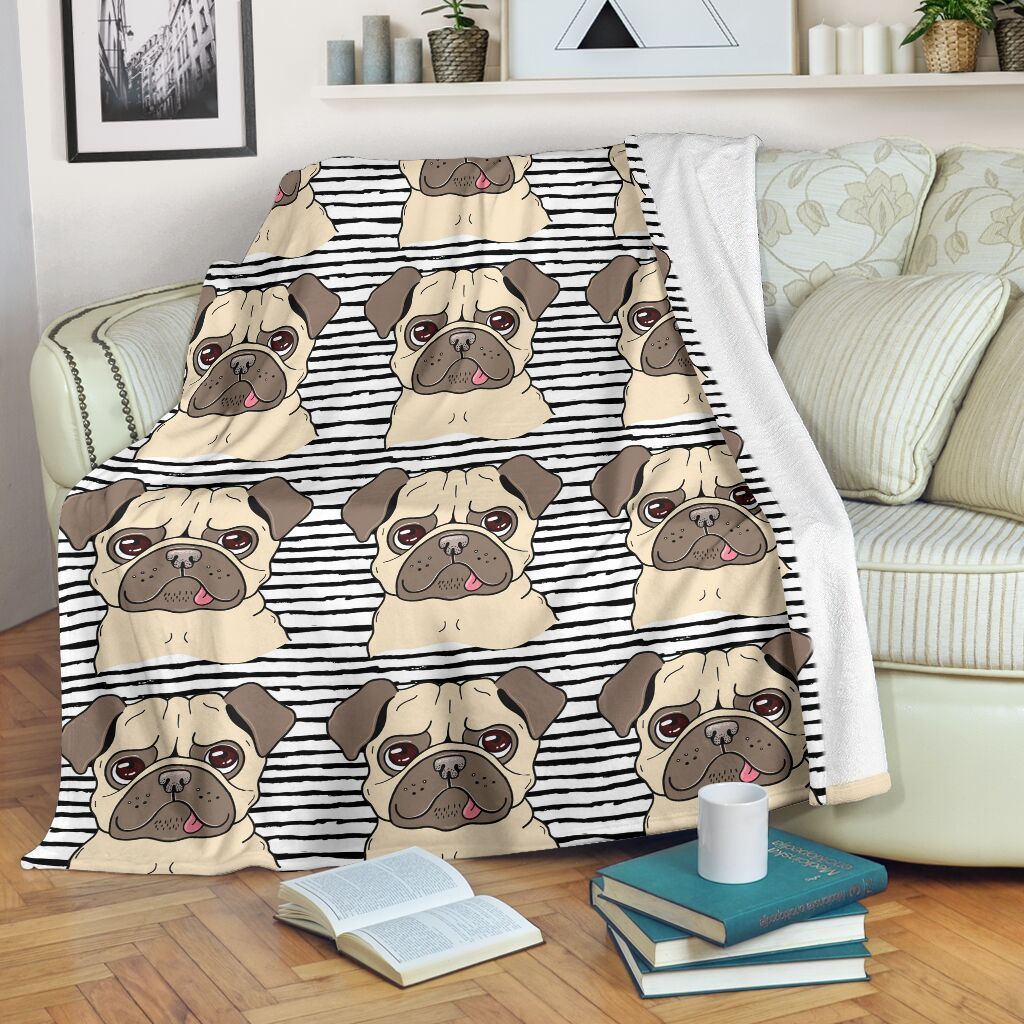 Pug Fleece Sherpa Fleece Blanket