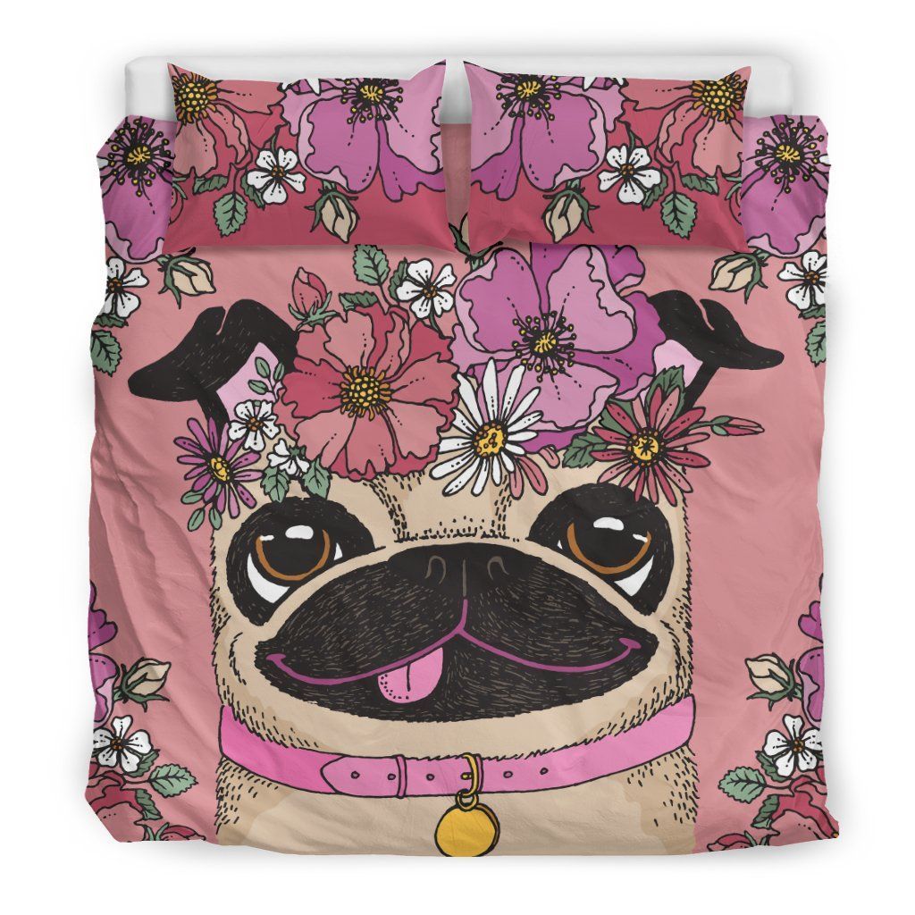 Pug Flower Bedding Set