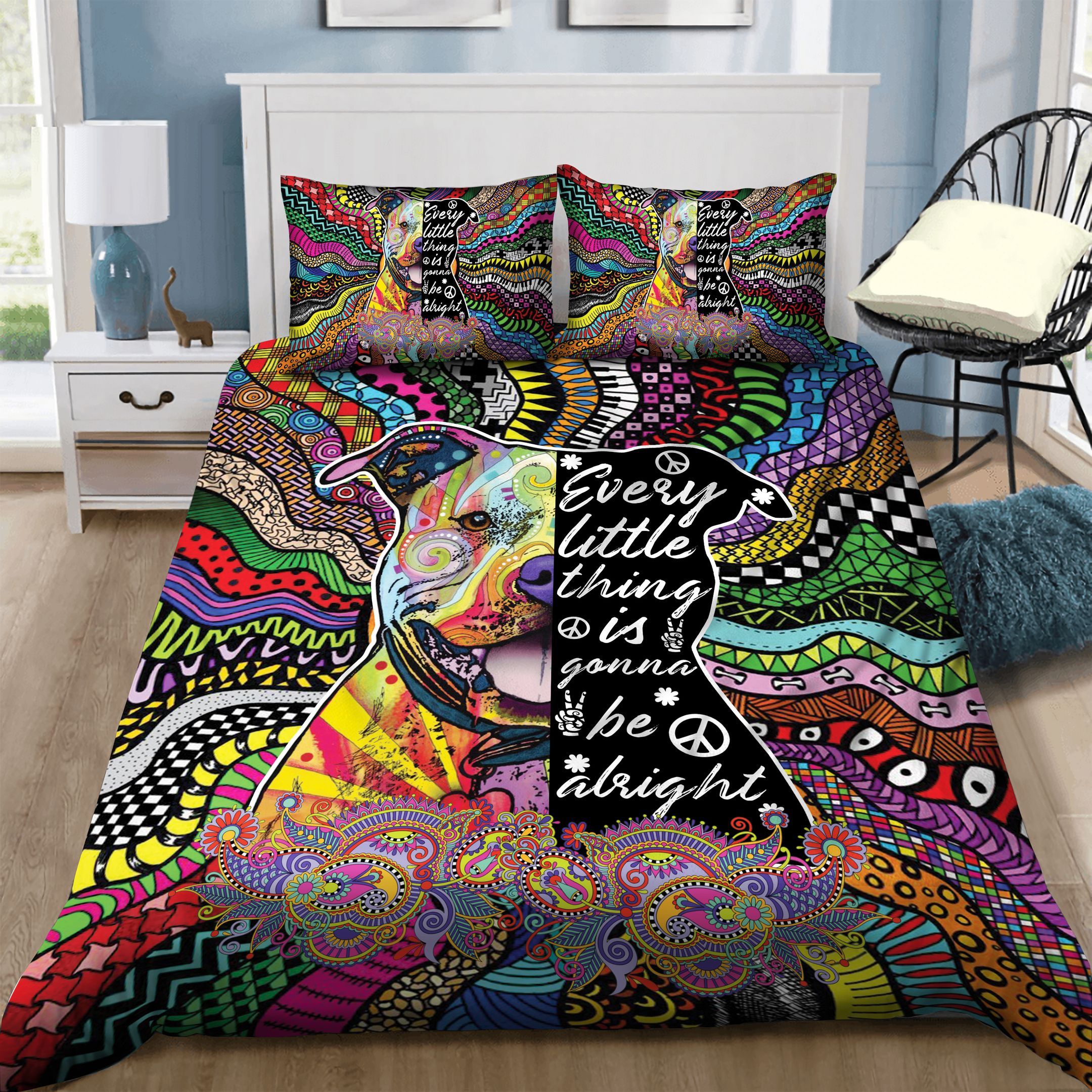 Pug Hippie Bedding Set